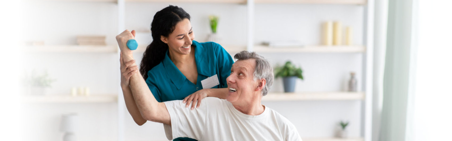 woman helping senior