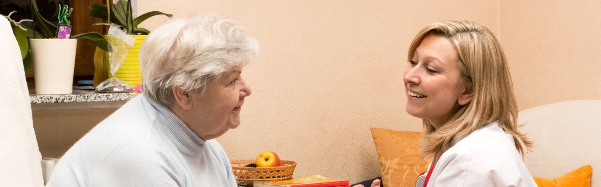 woman and senior sitting